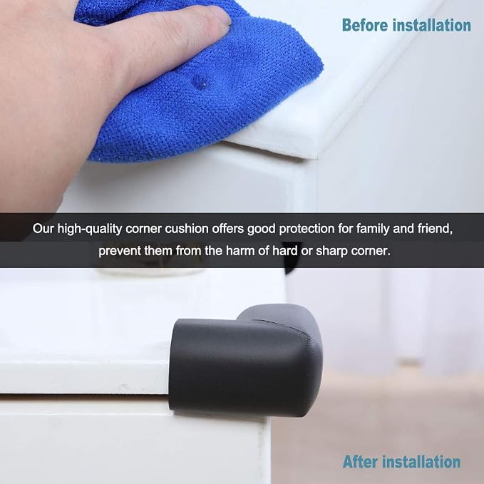 uxcell 4pcs Foam Furniture Table Desk Edge Cover Pads Protectors Corner Cushions Bumper Guards Black