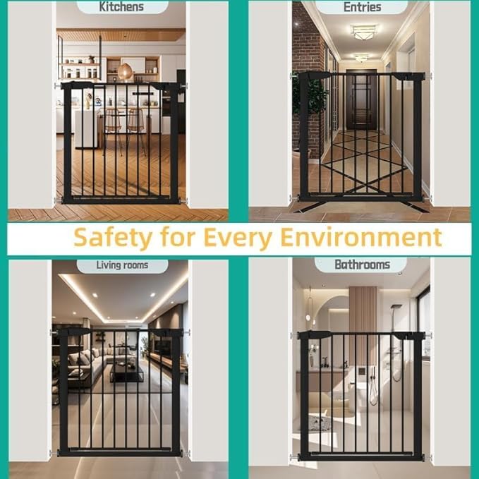 Fairy Baby Narrow Baby Gate for Stair, 22.8"-25.5" Wide Pressure Mounted Pet Gate for Doorway, Easy Walk Thru Child Safety Gate, White