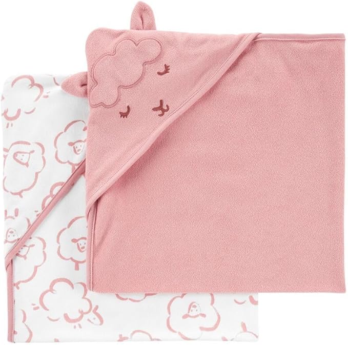 Carter's Baby Hooded Towel (2-pk Pink/White)