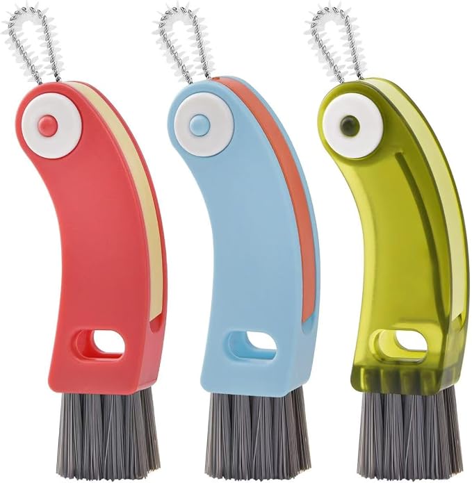 3 in1 Cup Lid Cleaning Brush, Multifunction Bottle Cup Lid Brush, Water Bottle Cleaner Brush for Tight Spaces, Portable Gap Cleaning Brush (Multicolor)