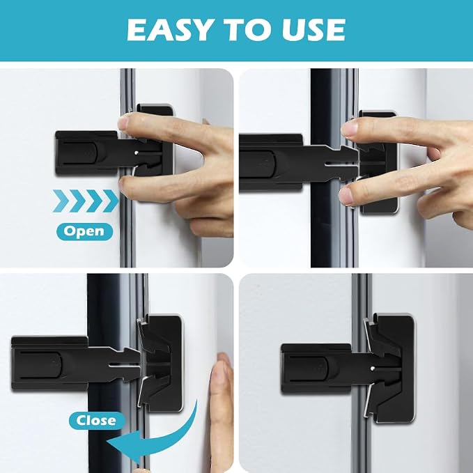 Fridge Lock, 2PCS Freezer Lock, Refrigerator Locks for Kids, Child-Proof Child Safety Lock for Oven Fridge Door Latch