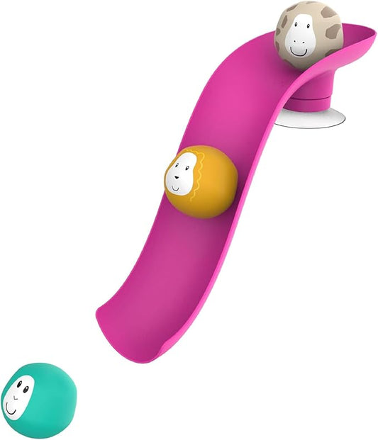 Matchstick Monkey Bath Time Slide Set – Baby Bath Toy, Sensory Learning, Easy-to-Grip Animal Rocks, Encourages Motor Skills & Water Play, BPA-Free, 12 Months+, Pink