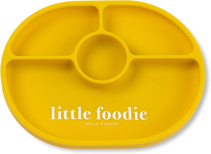 Bella Tunno Suction Plate for Babies & Toddlers, Self-Feeding Dish for Baby Led Weaning, Silicone Divided Plate, Sticks to Highchair Trays & Tables, Microwave & Dishwasher Safe, Little Foodie