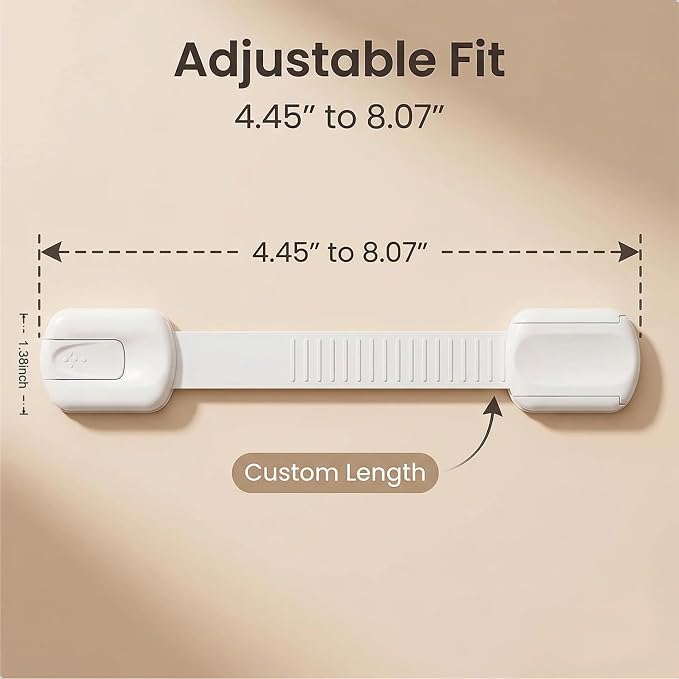 6-Pack Child Proof Cabinet Locks,Child Safety Strap Locks,Baby Proof Drawer Locks for Kids,Adjustable Strap No Drill No Tool