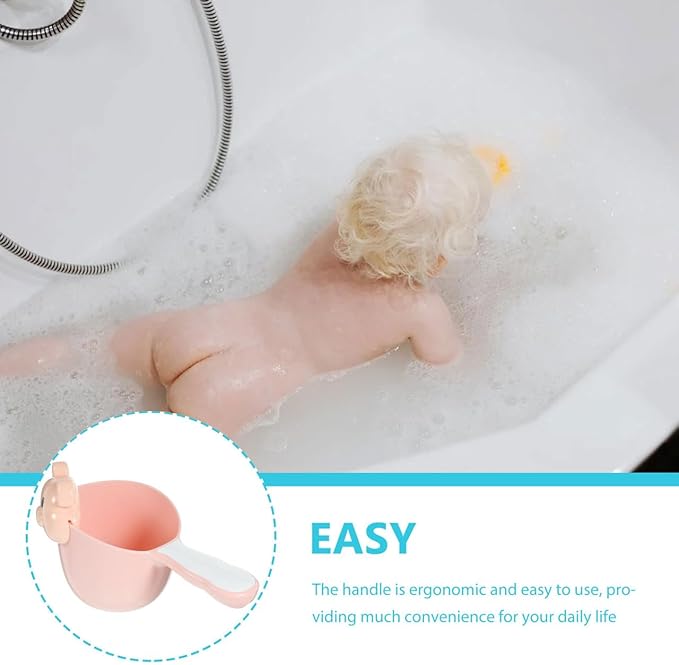 Kisangel Baby Shampoo Rinse Cup Large Capacity Thickened Pp Material Comfortable Round Handle Tear-Free Waterfall Rinser for Infant Hair Wash