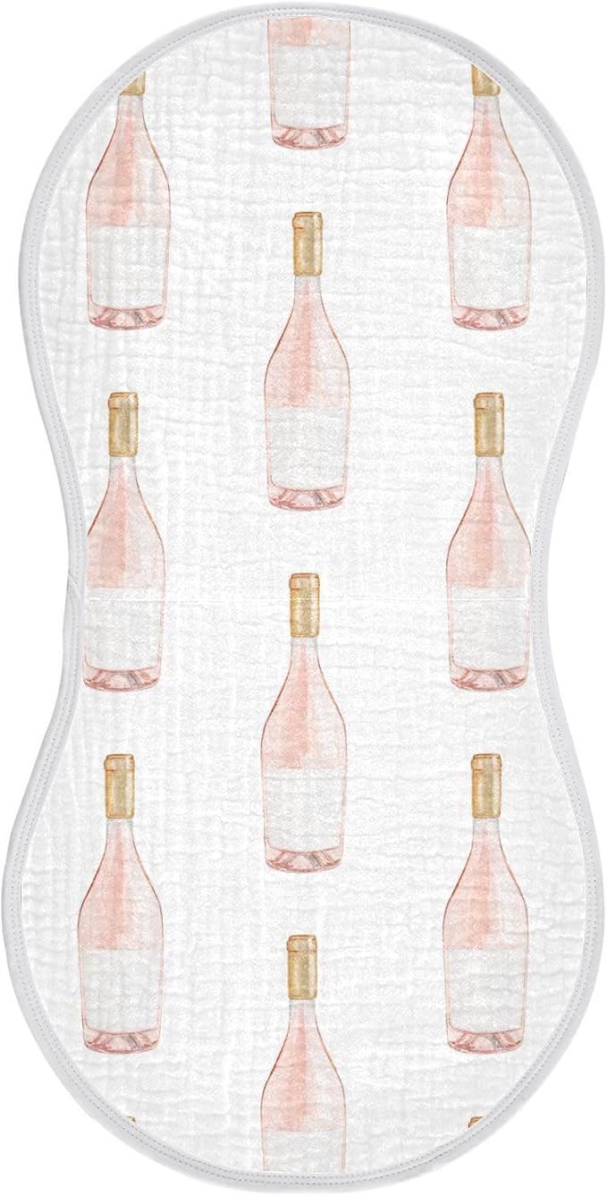 vvfelixl Muslin Burp Cloths Watercolor Rose Wine Bottle Baby Washcloths for Baby Girl Boys 2 Pack