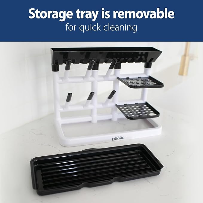 Dr. Brown's Drying Tower, Stand-Up Rack with Reusable Sponge Baby Bottle Cleaning Brush Set, 3-Pack, Blue
