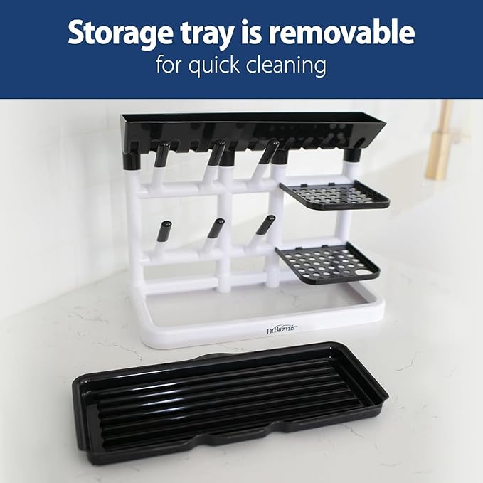 Dr. Brown's Baby Bottle Drying Tower, Stand-Up Drying Rack with Folding Baby Bottle Drying Rack for Easy Storage