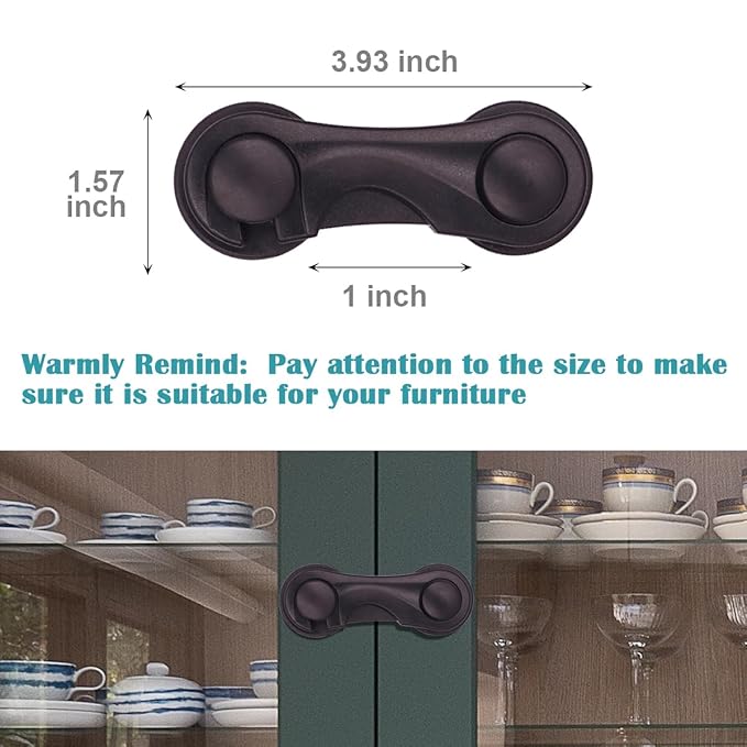 Cabinet Locks Baby Proofing, Childproof Cabinet Locks 10 Pack with Adhesive for Protecting Kids and Toddlers, Child Safety Lock for Drawer Cupboards Closet and Pantry Door (Black)