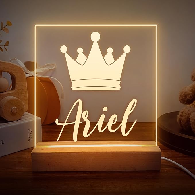 Personalized Night Light for Baby Kids, Custom Name Crown Led Lamp for Girls Boys, Customized Name Night Lights Gift for Children Nursery