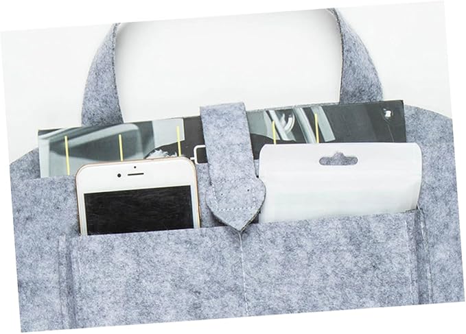 VORCOOL Car Back Seat Travel Storage Bag Backseat Organizer Felt 6-Pocket Toy for Tissue Box Pen (Gray)