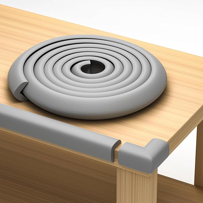 Furniture Corner Protector Strip,Furniture Safety Bumper Guards Baby Proofing Rubber Strip Cushion Child Proofing Foam for Glass Table Fireplace (Grey)