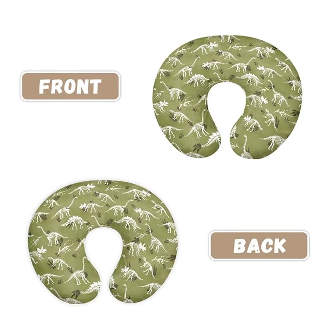 Jeiento Green Dinosaur Breastfeeding Pillow Covers Soft Comfort Dinosaur Nursing Pillow Case Stretchy Removable Slipcover for Newborn Boys Girls,Bottle Feeding,Cover Only