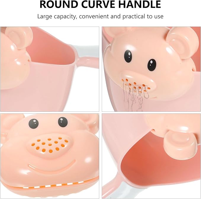 Kisangel Baby Shampoo Rinse Cup Large Capacity Thickened Pp Material Comfortable Round Handle Tear-Free Waterfall Rinser for Infant Hair Wash