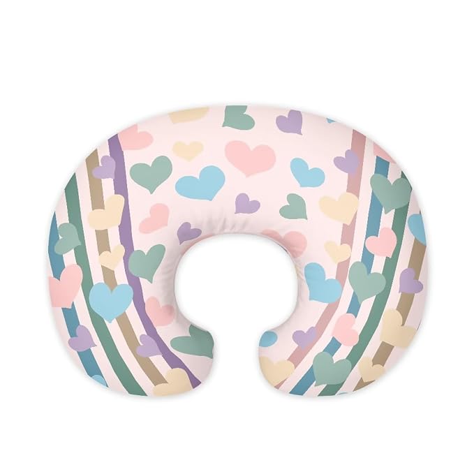 Pink Heart Nursing Pillow Cover, Ultra Soft Breastfeeding Pillows for Baby Boys Girls, Removable and Washable Baby Support Cover Fit for Most Standard Nursing Pillow