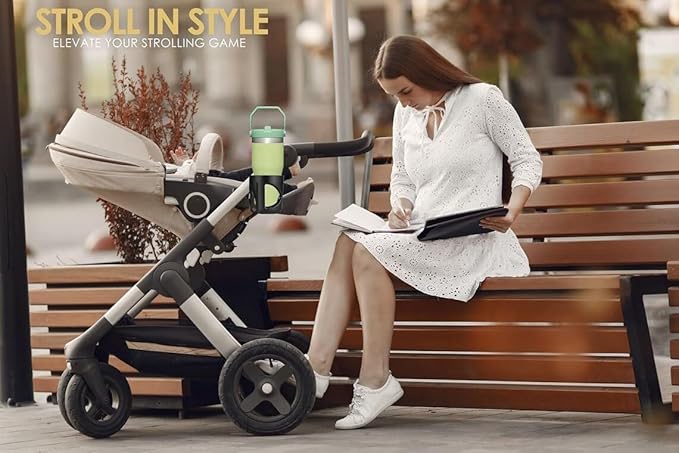 New Cup Holder Compatible with Cybex Stroller. A Solid Super Secure Fit. 360 Degrees. Anti-Shake Spill Resistant. (Gray)