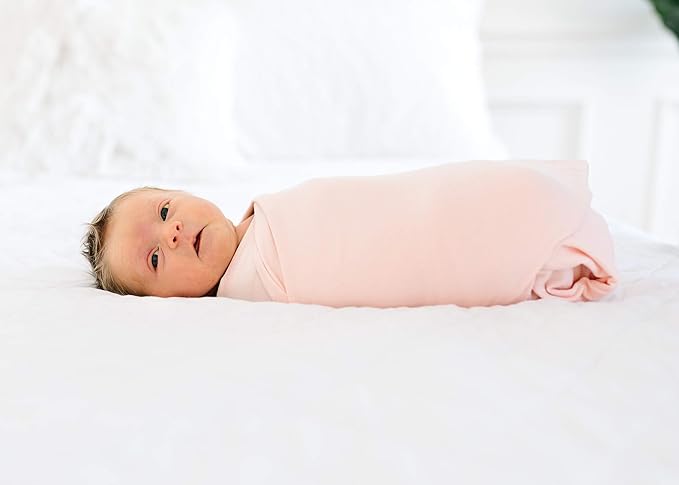 Copper Pearl Swaddle Blankets for Newborns | Soft Stretchy Receiving Blankets for Boys and Girls | Large 46 x 46 Inch Baby Blankets | Lightweight and Breathable Swaddles | Blush