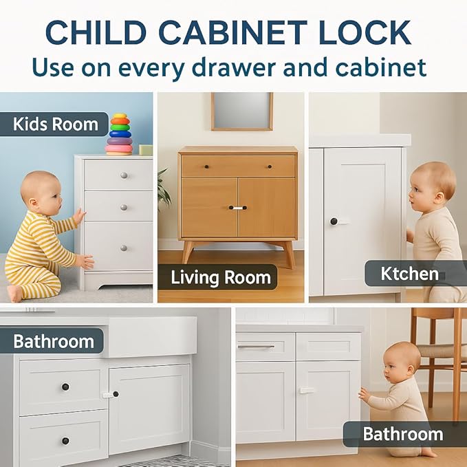BigBest Magnetic Cabinet Locks ??Baby Proofing for Drawers & Cabinets | No Drilling, Easy Installation, Strong Adhesive, Baby Cabinet Locks 12 Locks + 2 Keys