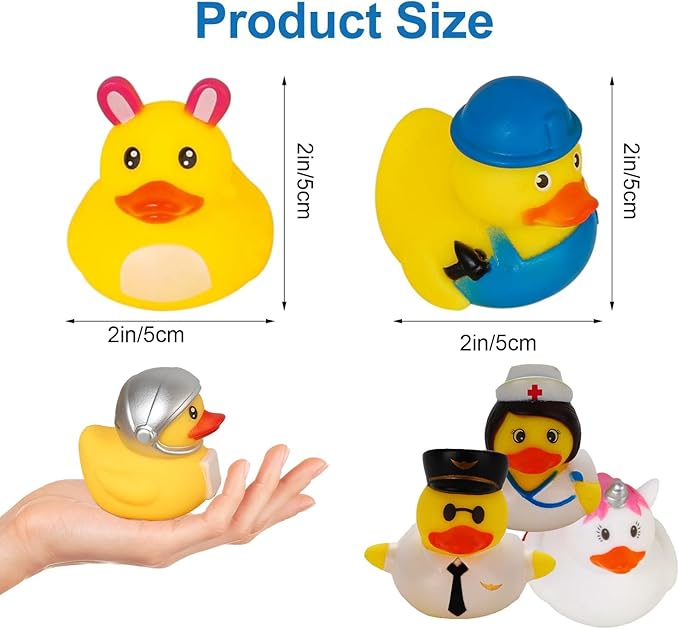 35 PCS Rubber Ducks, Random Assortment Ducks Bulk, 2 Inch Mini Rubber Duckies for Toddler Bath Toys, Kids Bath Pool Toys Birthday Gifts Party Favors