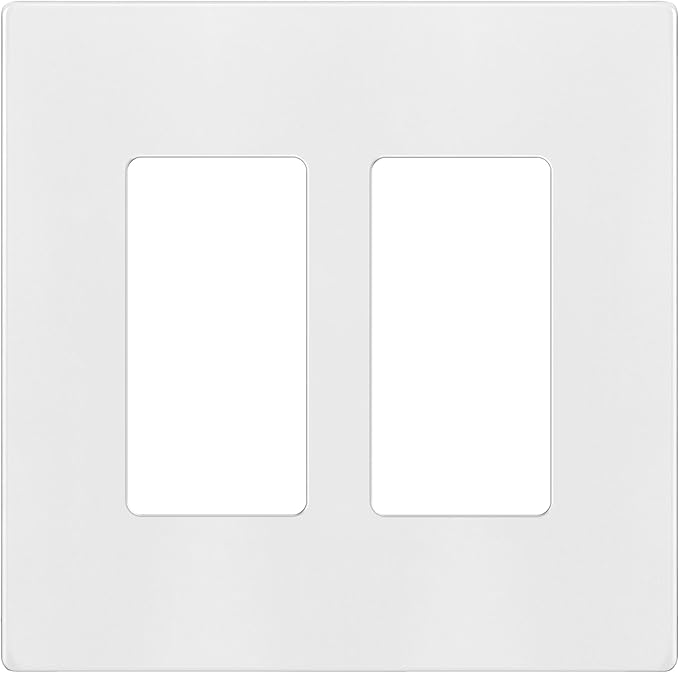 TG Screwless Decorator Wall Plates Child Safe Outlet Covers, Mid-Size 2-Gang 4.88" H x 4.92" L, Unbreakable Polycarbonate Thermoplastic, UL Listed, Glossy, White (1 Pack)