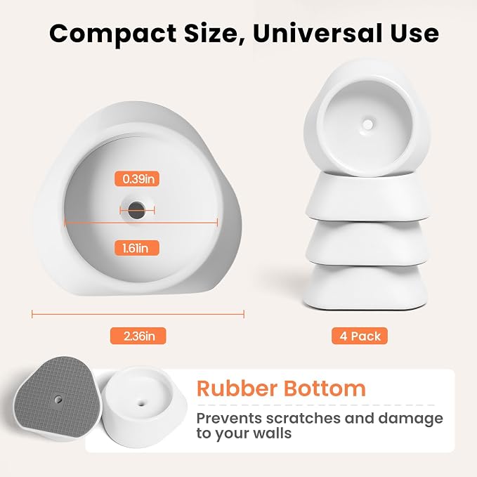 Mumeasy 4 Pack Baby Gate Wall Protector Cups – Pressure Mounted Safety Gate Extension Kit, Protects Walls & Doorways from Child, Pet Gate & Dog Gate, Protector Works on Stairs & Door, White