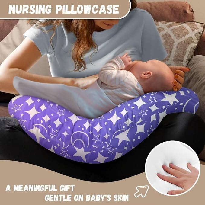 Moon Star Lightweight Breathable Pillow Cover for Infant Snug, Stretchy Neutral Breastfeeding Pillow Cover for Breastfeeding Moms in Home Or Car