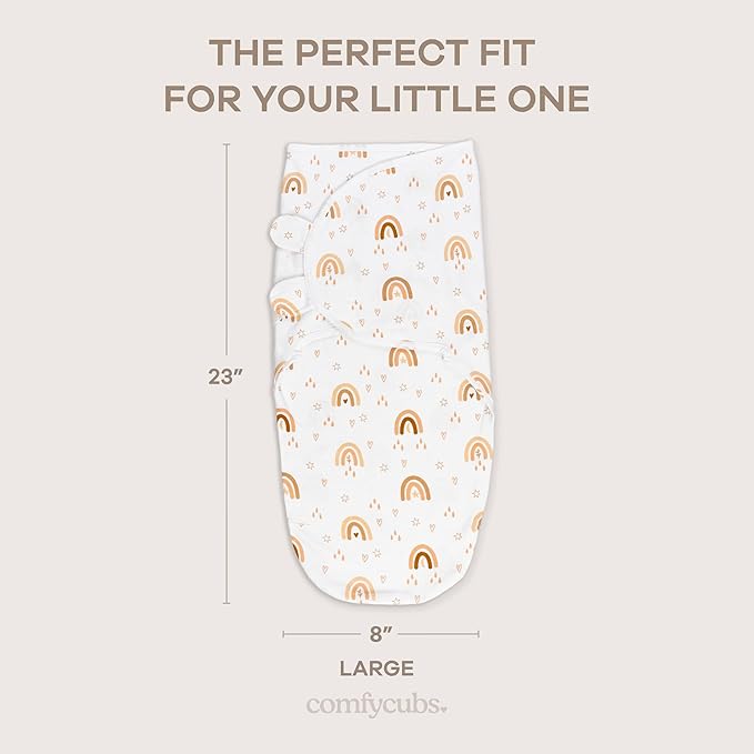 Comfy Cubs Easy Swaddle Blanket, 3 Pack - 100% Cotton Newborn Wrap, Large for 3-6 Months Infants, Breathable and Durable Sleep Sack for Babies - Rainbow Bohemian