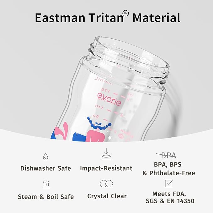 Evorie Tritan Weighted Straw Sippy Cup with Handles for Baby and Toddlers, Spill Proof Baby Water Bottle with Straw for 6 Months and up, 7 Oz, Infant Training Water Bottle (Pink Fairy Tale)