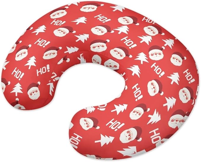 Santa Claus Christmas Tree Nursing Pillow Detachable Newborn Original Breastfeeding Slipcover Case and Positioner Removable Head Support Protector Cushion Essential with Hidden Zipper