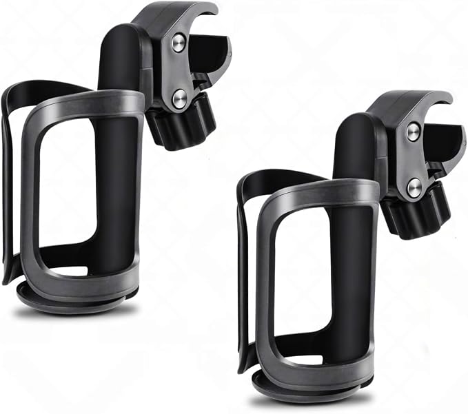 Universal 360° Rotating Cup Holder, 2-Pack - Fits for Boat, Pontoon, Stroller and Bike - Features Elastic Grip, Tool-Free Installation ，Securely Holds 20oz to 40oz Drinkware for Outdoor Activities