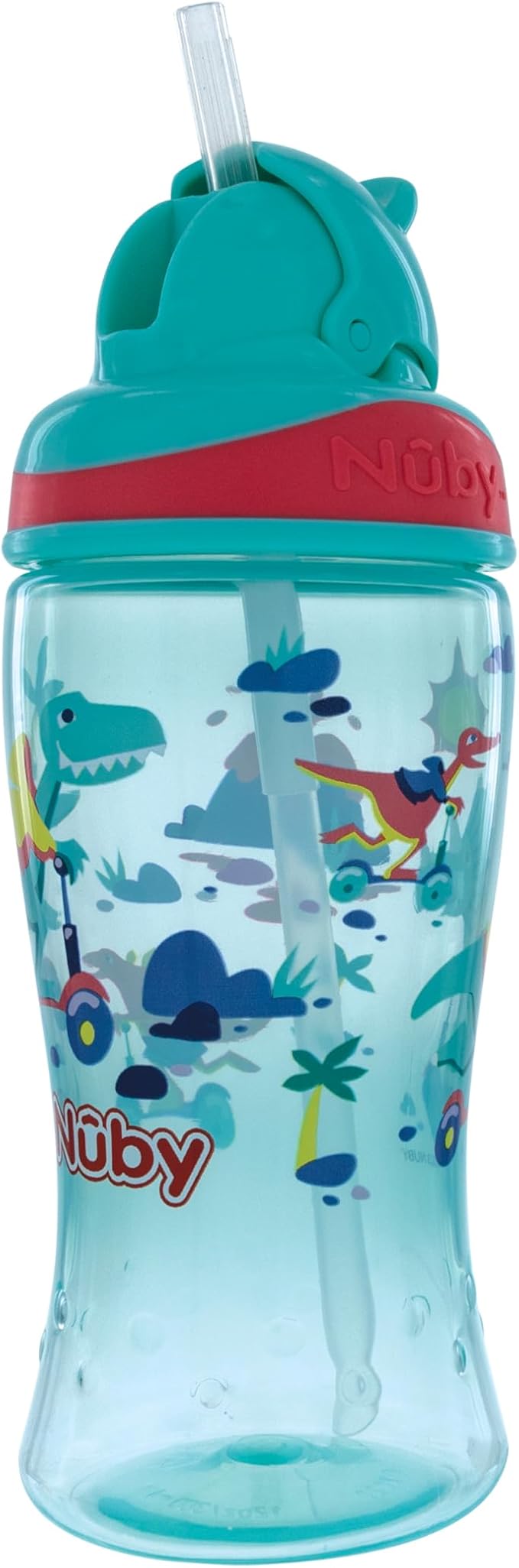 Nuby Thirsty Kids No-Spill Flip-it Printed Boost Cup with Thin Soft Straw - 12oz, 18+ Months, 1 Pack Print May Vary