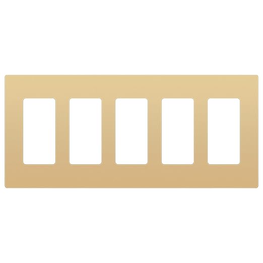 ENERLITES Elite Series Screwless Decorator Wall Plate Child Safe Outlet Cover, Gloss Finish, Size 5-Gang 4.68" H x 10.14" L, Unbreakable Polycarbonate Thermoplastic, SI8835-GD, Gold