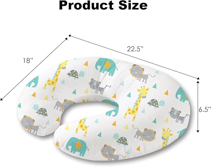 Little Grape Land Nursing Pillow for Infants, Breastfeeding Pillows, Baby Support Pillow for Nursing, Bottle Feeding, Tummy Time with Machine Washable Cover & Breathable Filling, Woodland Animals