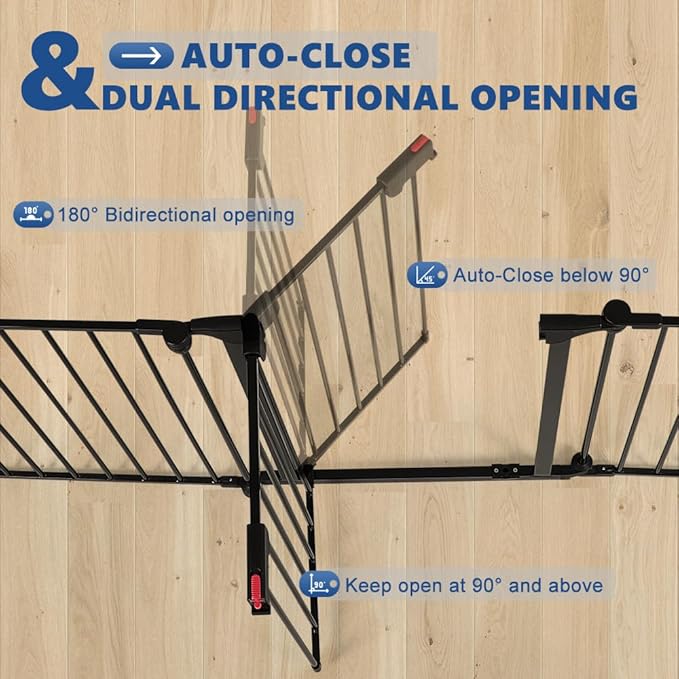 AGESISI Freestanding Dog Gates with Door Walk Through, Extra Wide Doggy Door 100" W x 29" H Pet Gate Safty 4 Panels Dog Fence for Stairs, Doorways