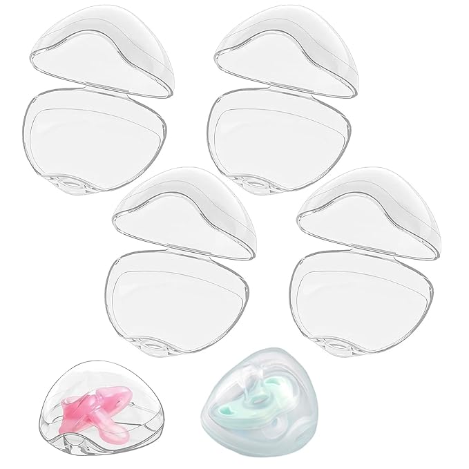 4Pcs Pacifier Case, Dustproof Portable Clear Pacifier Holder, Free Leak-Proof Practical Reusable Baby Box for Travel and Home..