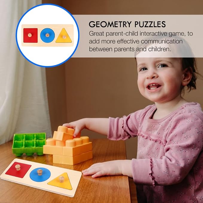 Toyandona Montessori Math Toy Geometry Shape Insets Wooden Puzzle for Preschool Kids 11.61In Fine Motor Skills Development and Shape Recognition Educational Toddler Toy