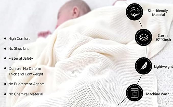 Luxury Custom Embroidered Knit Baby Blanket, Personalized Soft Breathable Cotton Knit Kids Blanket, Newborn Baby Gift, New Mom Gifts, Newborn Babys Girl & Boy Gift 4