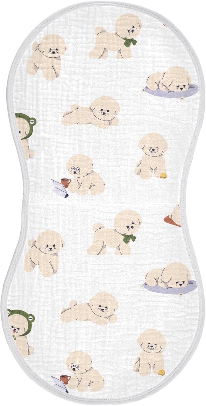 vvfelixl Bichon Frise Dog Burp Cloths for Baby Boy Girls Baby Washcloths Burp Rags 1 Pack