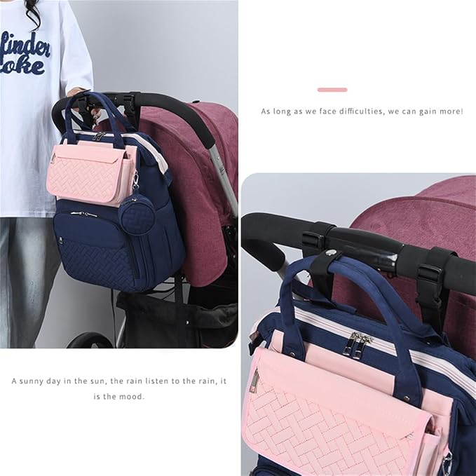 Diaper Bag Backpack with Changing Pad Pacifier Case, Diaper Bag Backpack for Dad and Mom, Maternity Bag Organizer (Blue Pink)