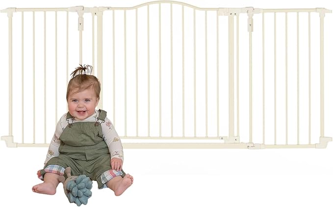 Toddleroo by North States - Deluxe Décor Safety Gate: Hardware Mounted Extra Wide Metal Baby Gate - Adjustable Child Gate - 38.3 to 72 Inches Wide - 30 Inches Tall - Warm White