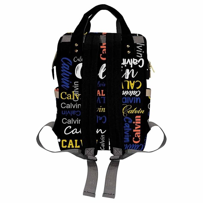 InterestPrint Custom Backpack with Name, Personalized Black Funny Font Diaper Bag Customized Shoulder Bag Nursing Bags Casual Daypack Bag for Mom Sister Shopping Present