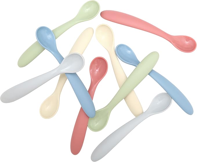 dollop Silicone Baby Feeding Spoon | 2 pack | BPA Free | Dishwasher Safe (Dusty Rose)