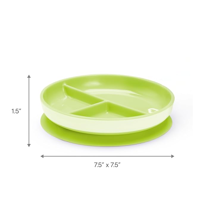 Munchkin Stay Put Suction Plates for Baby and Toddler,3 Divided Sections,Blue/Green,(Pack of 9)