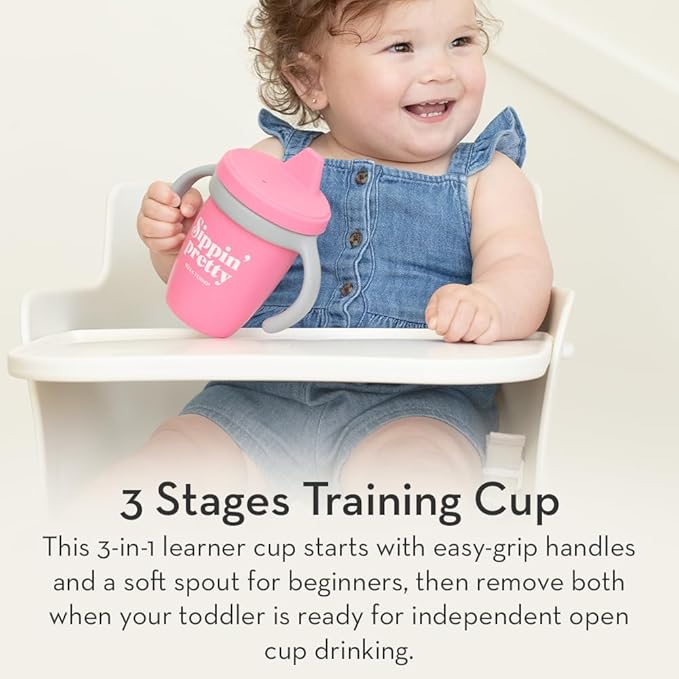 Bella Tunno Happy Sippy Cup - Transition Sippy Cups for Baby 6 Months and Older with Removable Handles and Non-Toxic, BPA Free Silicone, Hello Sunshine, 8 oz