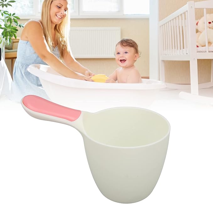 Omabeta Precise Baby Bath Rinse Cup Safe Durable Comfortable Handle for Kids Bathing Bright Color Plastic