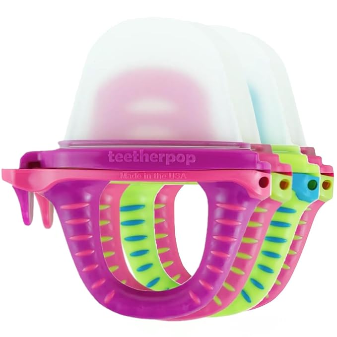 Teetherpop Fillable Freezable Teethers for Babies - Breastmilk Teether with Spill-Proof Sippy Slits ??Teething Popsicle for Baby, Liquids & Purées, Cooling Teething Relief Feeder Pacifier - Pink Set