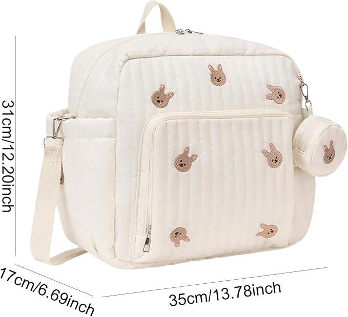 Cute Diaper Bag Pañaleras Para Bebe Baby Small Diaper Bag Backpack Bear Mom Bag with Changing Pad for Mom Dads (Tulip)