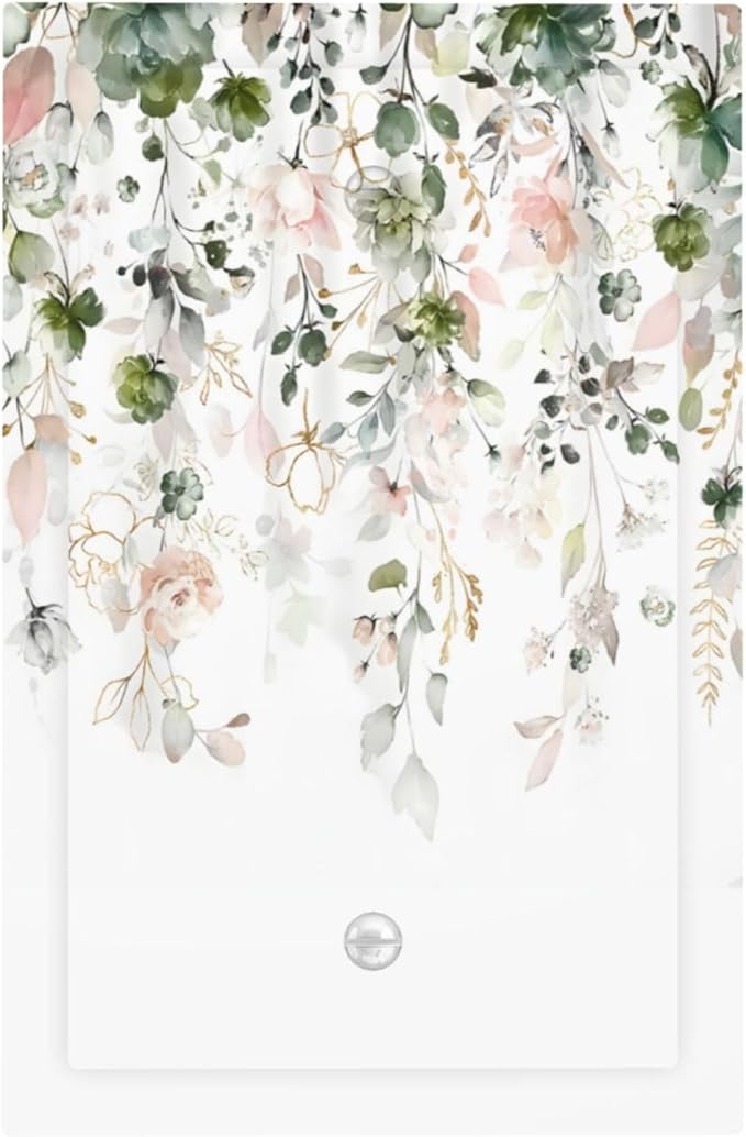 Green Pink Floral Flower Rustic Eucalyptus Leaves Wildflower Light Switch Cover Plate 1 Gang No Device Blank Electrical Wall Plates Faceplate Decorative Switch Plate Covers for Bedroom Living Room