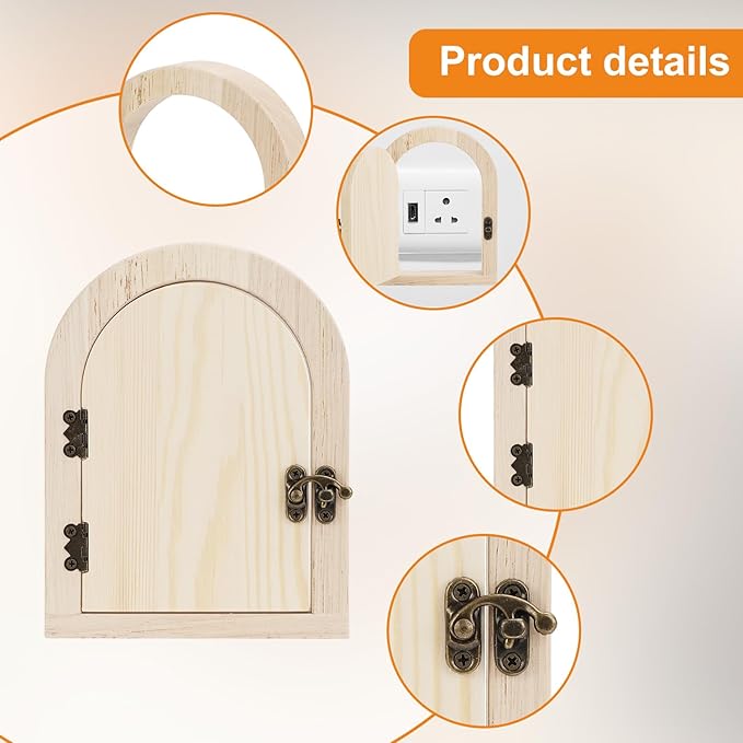 Fairy Door Outlet Covers, Wooden Fairy Outlet Covers with Door Artistic Fancy Romantic Fairy Door Outlet Cover Plate for Children Pet Proofing