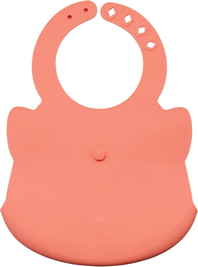 Tiny Twinkle Roll-Up Silicone Bib - Soft, Durable, Easy Clean Waterproof Silicone Bibs With Food Catcher (Coral, Infant)